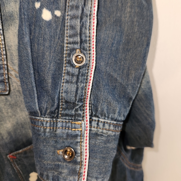 Square Zero Denim Distressed Vintage Style Button Down Shirt Large - Picture 6 of 9